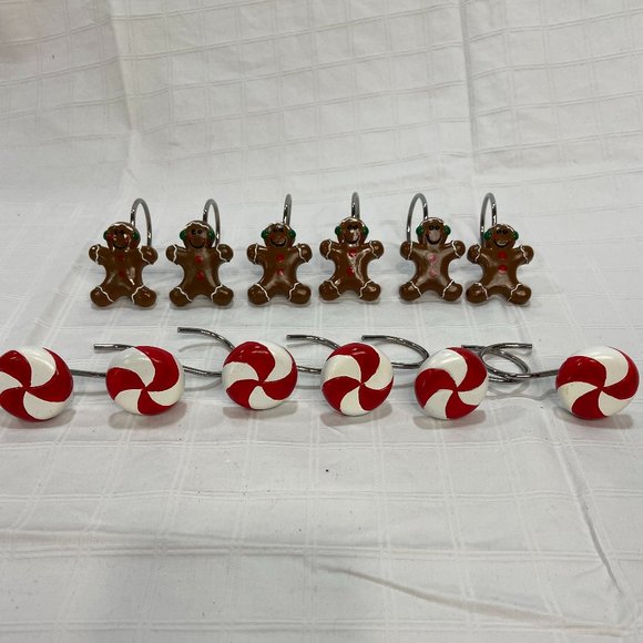 Other - Gingerbread and Candy Shower curtain hooks set of 12